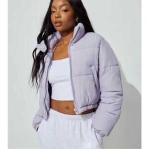 Garage Lavender cropped puffer jacket